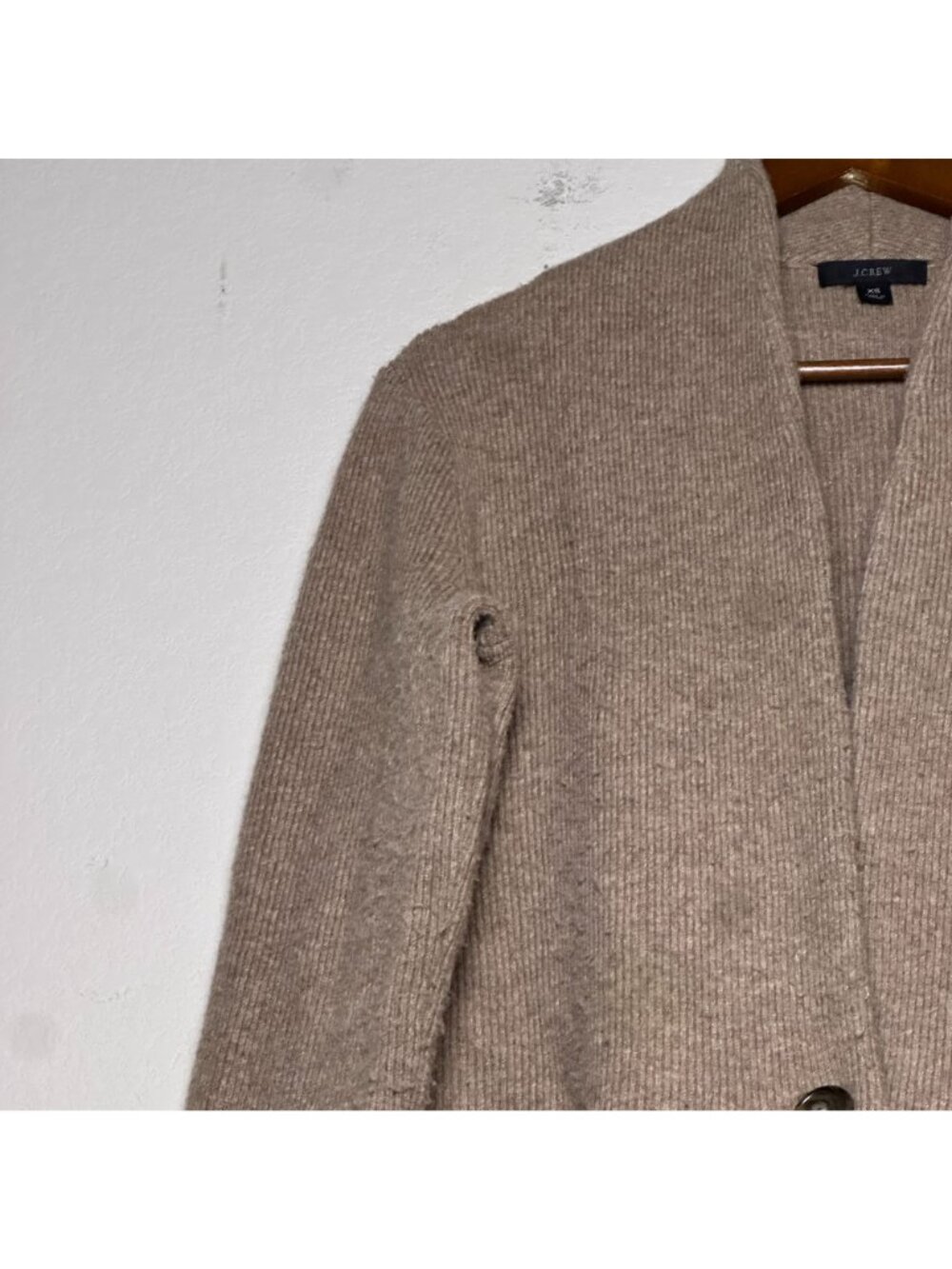 J.Crew Merino Coat Cardigan Women XS Outerwear Brown Warm Cocoon Knit Wool Blend - Picture 4 of 10